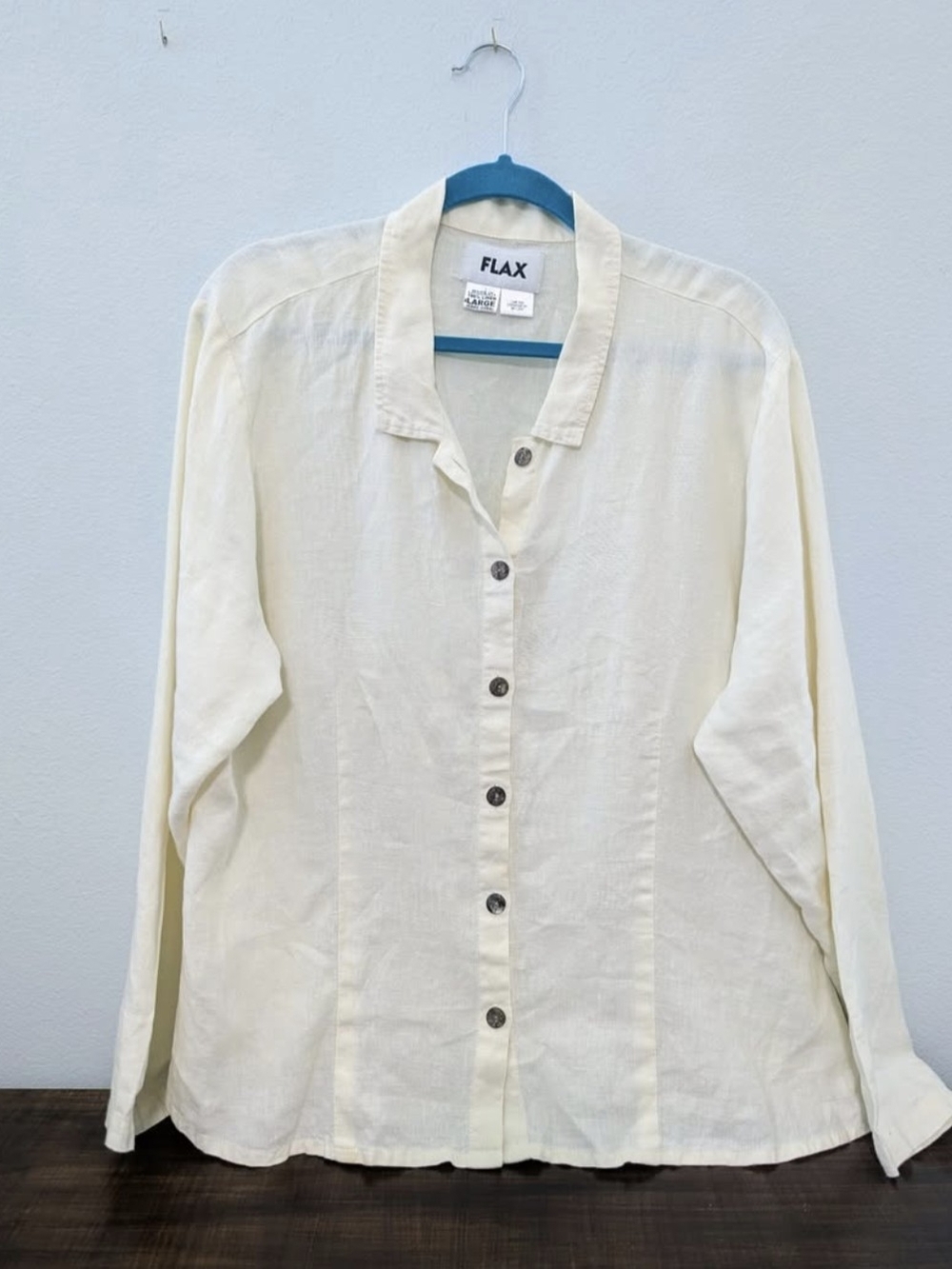 Flax Women's Linen Button-Down Shirt in Cream